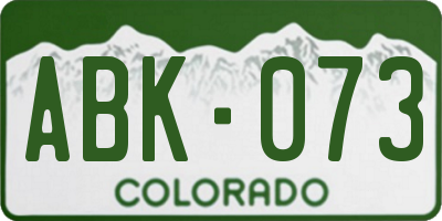 CO license plate ABK073