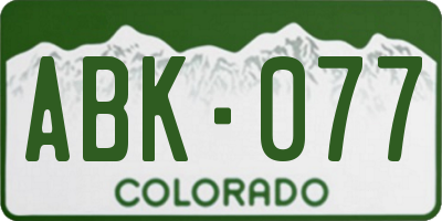 CO license plate ABK077