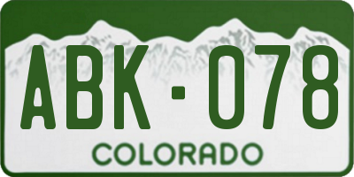 CO license plate ABK078