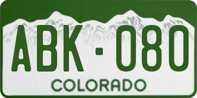 CO license plate ABK080
