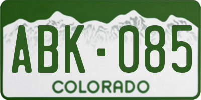 CO license plate ABK085