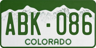 CO license plate ABK086