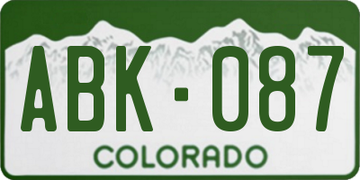 CO license plate ABK087