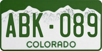 CO license plate ABK089