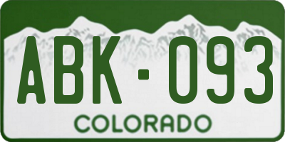 CO license plate ABK093