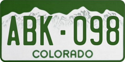 CO license plate ABK098