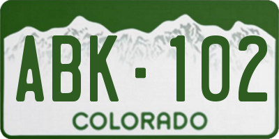 CO license plate ABK102