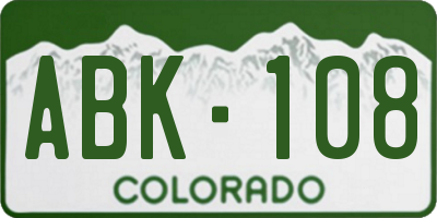 CO license plate ABK108