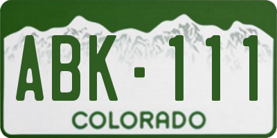 CO license plate ABK111