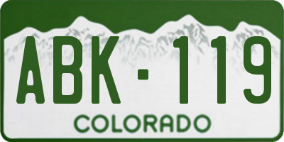 CO license plate ABK119