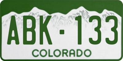 CO license plate ABK133