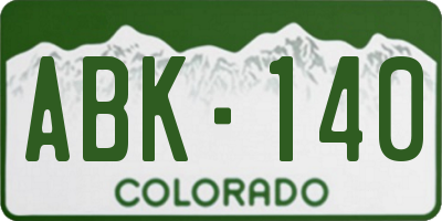 CO license plate ABK140