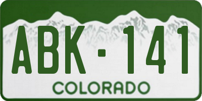 CO license plate ABK141