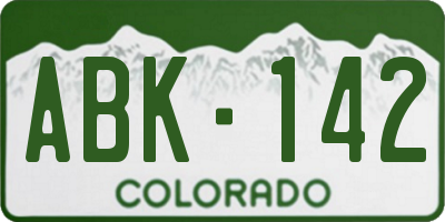CO license plate ABK142
