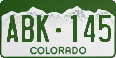 CO license plate ABK145