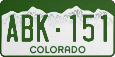 CO license plate ABK151
