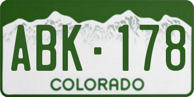 CO license plate ABK178