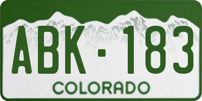 CO license plate ABK183