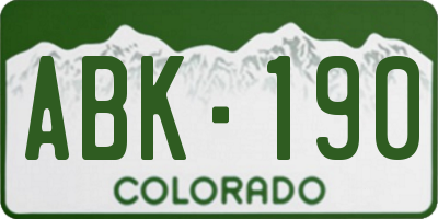 CO license plate ABK190