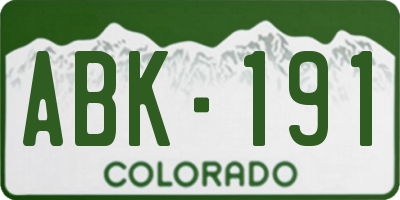 CO license plate ABK191