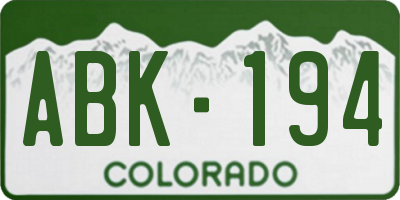 CO license plate ABK194