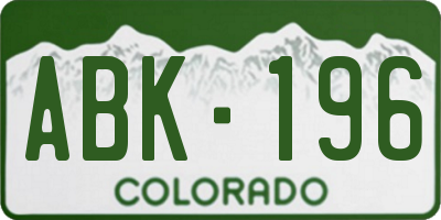CO license plate ABK196