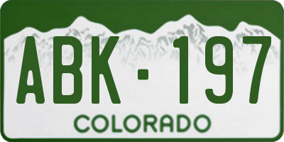 CO license plate ABK197