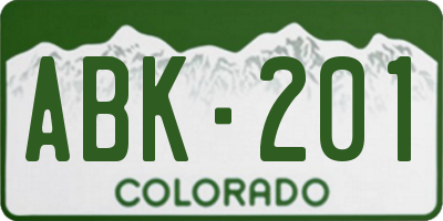 CO license plate ABK201