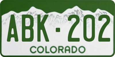 CO license plate ABK202