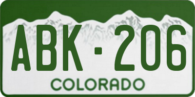 CO license plate ABK206