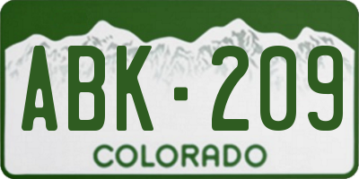 CO license plate ABK209