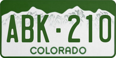 CO license plate ABK210