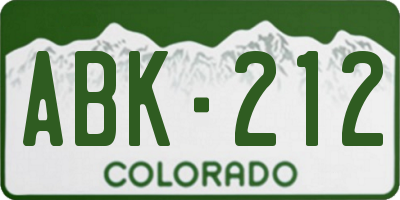 CO license plate ABK212