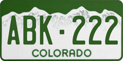 CO license plate ABK222