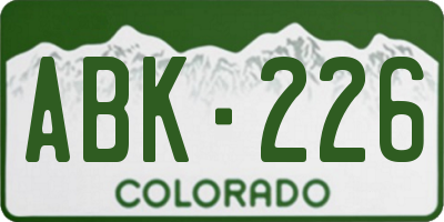 CO license plate ABK226