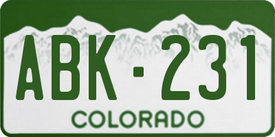 CO license plate ABK231