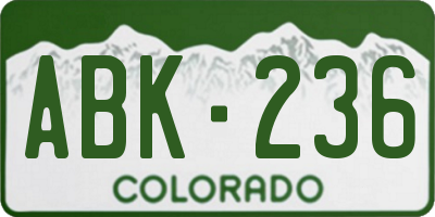CO license plate ABK236