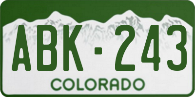 CO license plate ABK243