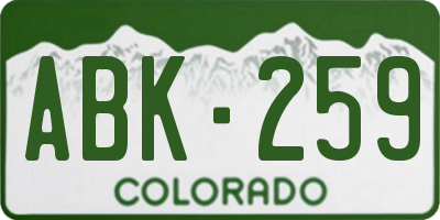 CO license plate ABK259