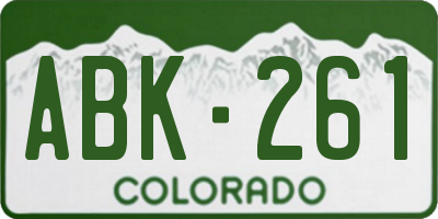 CO license plate ABK261