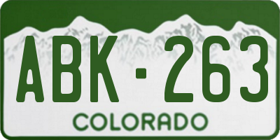 CO license plate ABK263