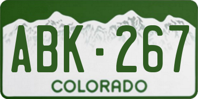 CO license plate ABK267