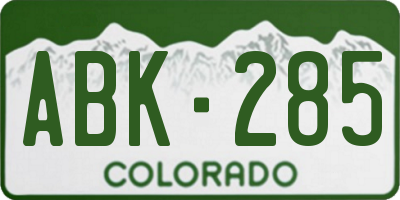 CO license plate ABK285