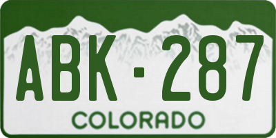 CO license plate ABK287
