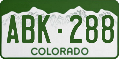 CO license plate ABK288