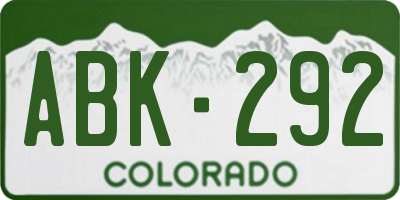CO license plate ABK292