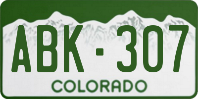 CO license plate ABK307