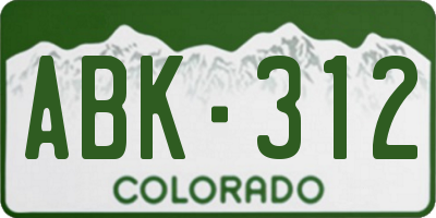 CO license plate ABK312