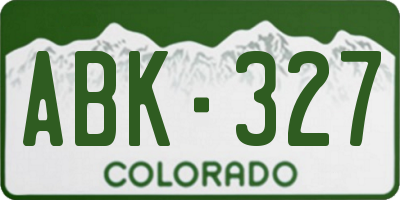 CO license plate ABK327