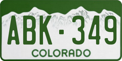 CO license plate ABK349
